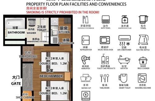 Higashinippori Apartment | 101Room,7-minute walk from Uguisudani Station located on the 1nd floor of an apartment-style building Twin room No elevator