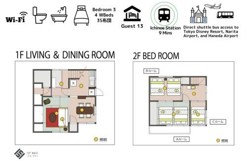 Edogawa Apartment | 1ST BASE ICHINOE 3BR House 13 Guests Disney 30min NRT Bus
