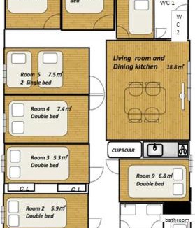 Ota Apartment | M2-3Haneda Lex House 9BDR Max22 people 2WC 2Bath 1min from Sta FreeParking 'Private use